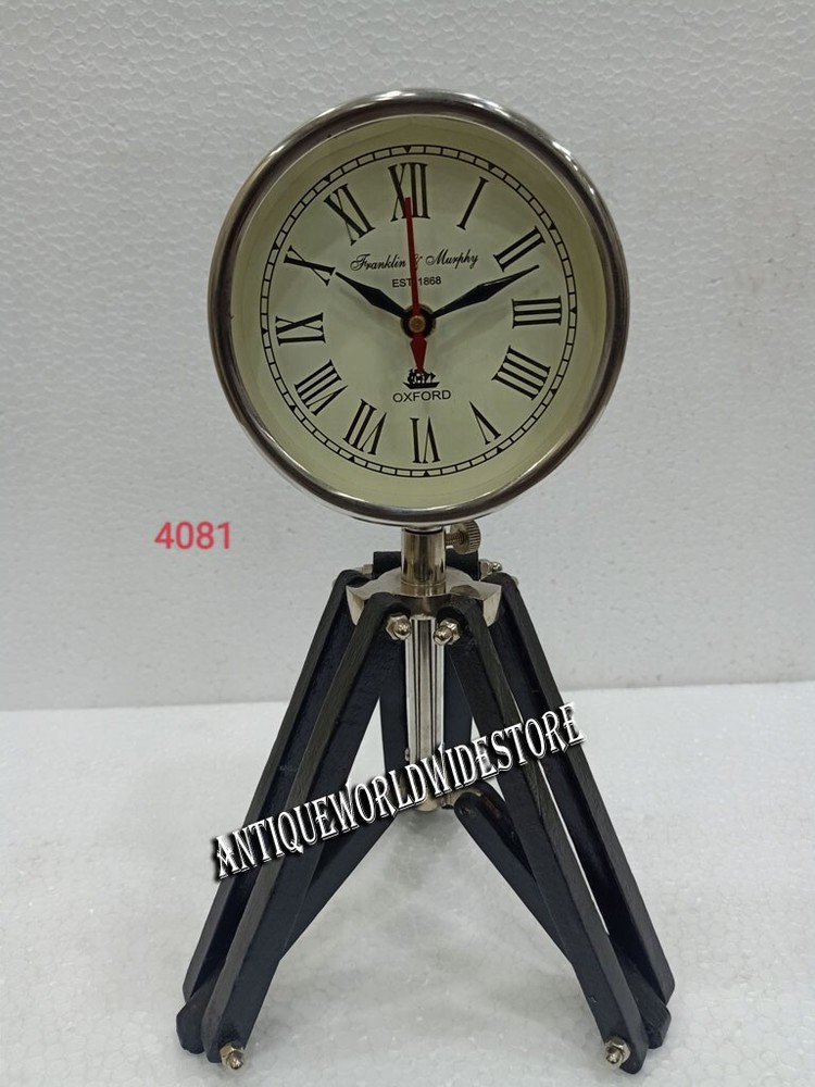 Tripod Table Clock with Adjustable Stand Heavy Quality Floor Standing Roman