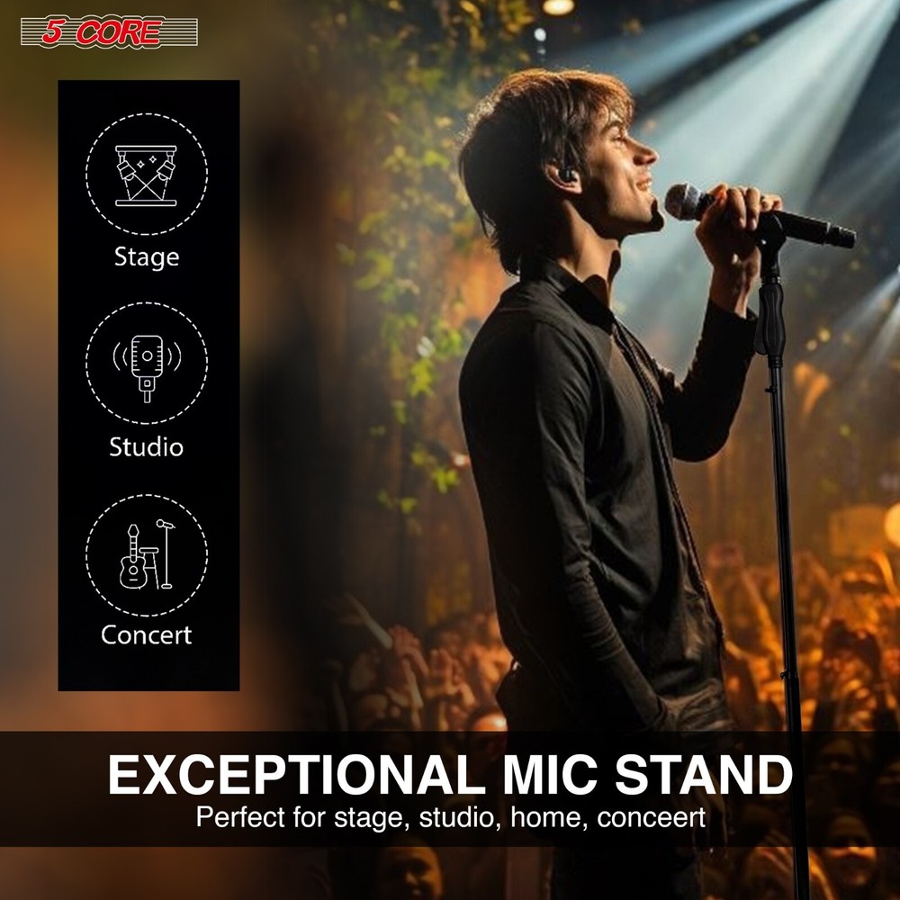 5Core Round-Base Floor Microphone Stand With Quick Release Single Hand Clutch