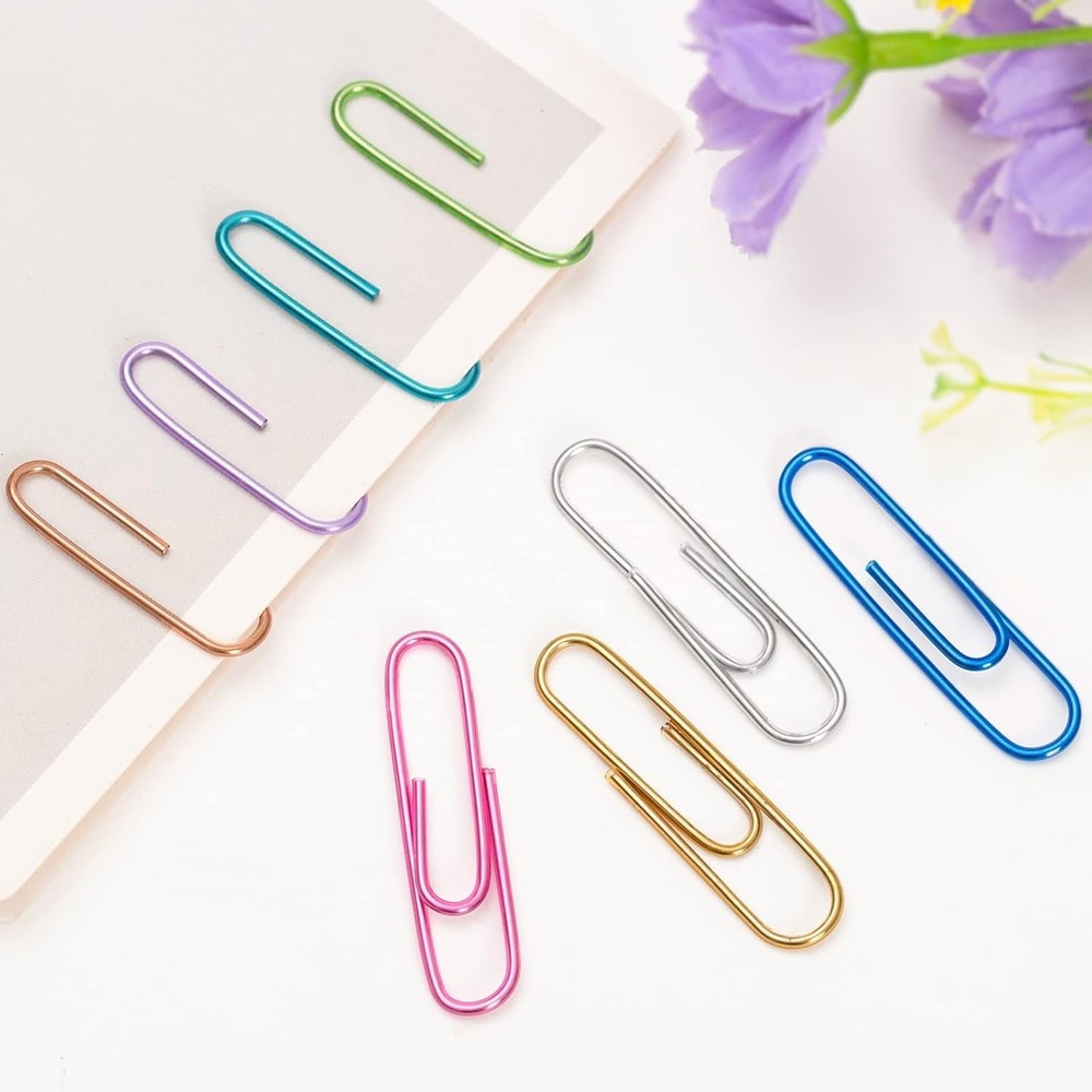 240 Assorted Color Medium Paper Clips in Elegant Storage Box - Multi-functional