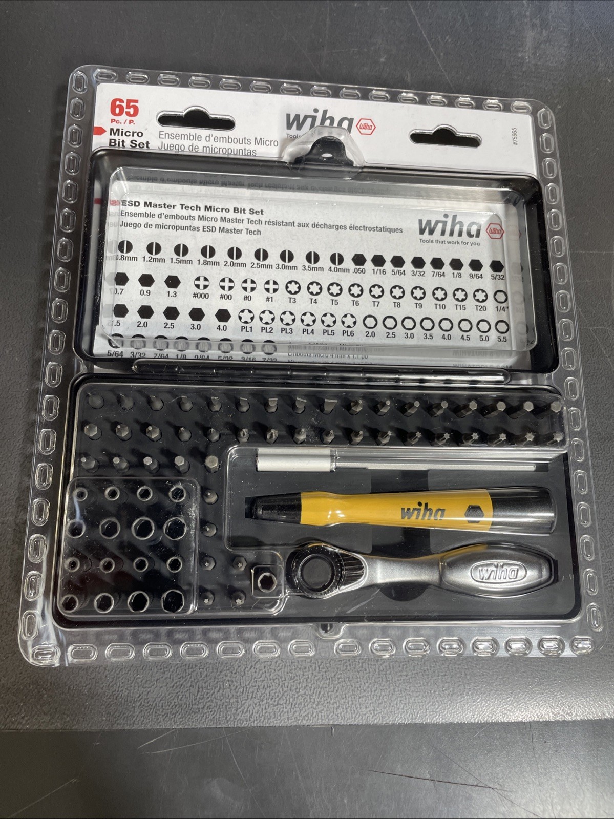 Wiha 75965 System-4 ESD Safe Master Technician Ratchet & MicroBits Set - 65pcSet