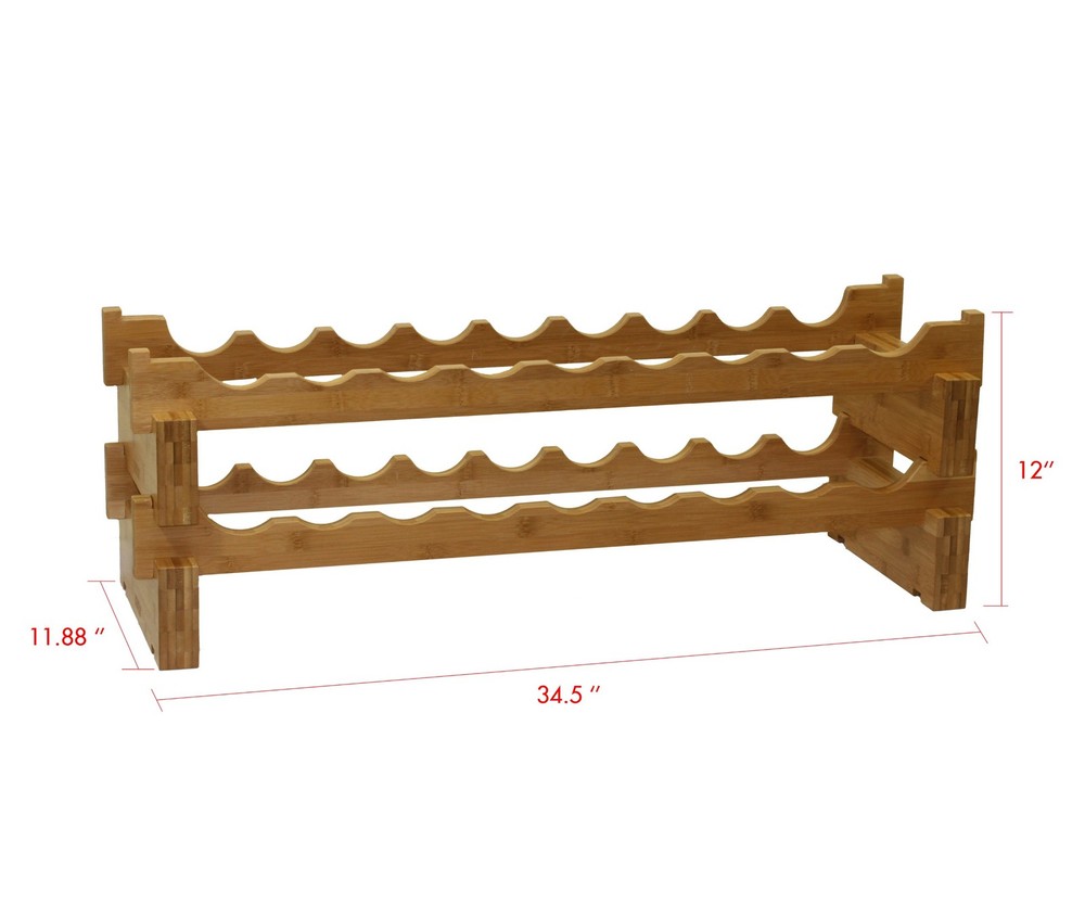 18bottle Stackable Bamboo Wine Rack