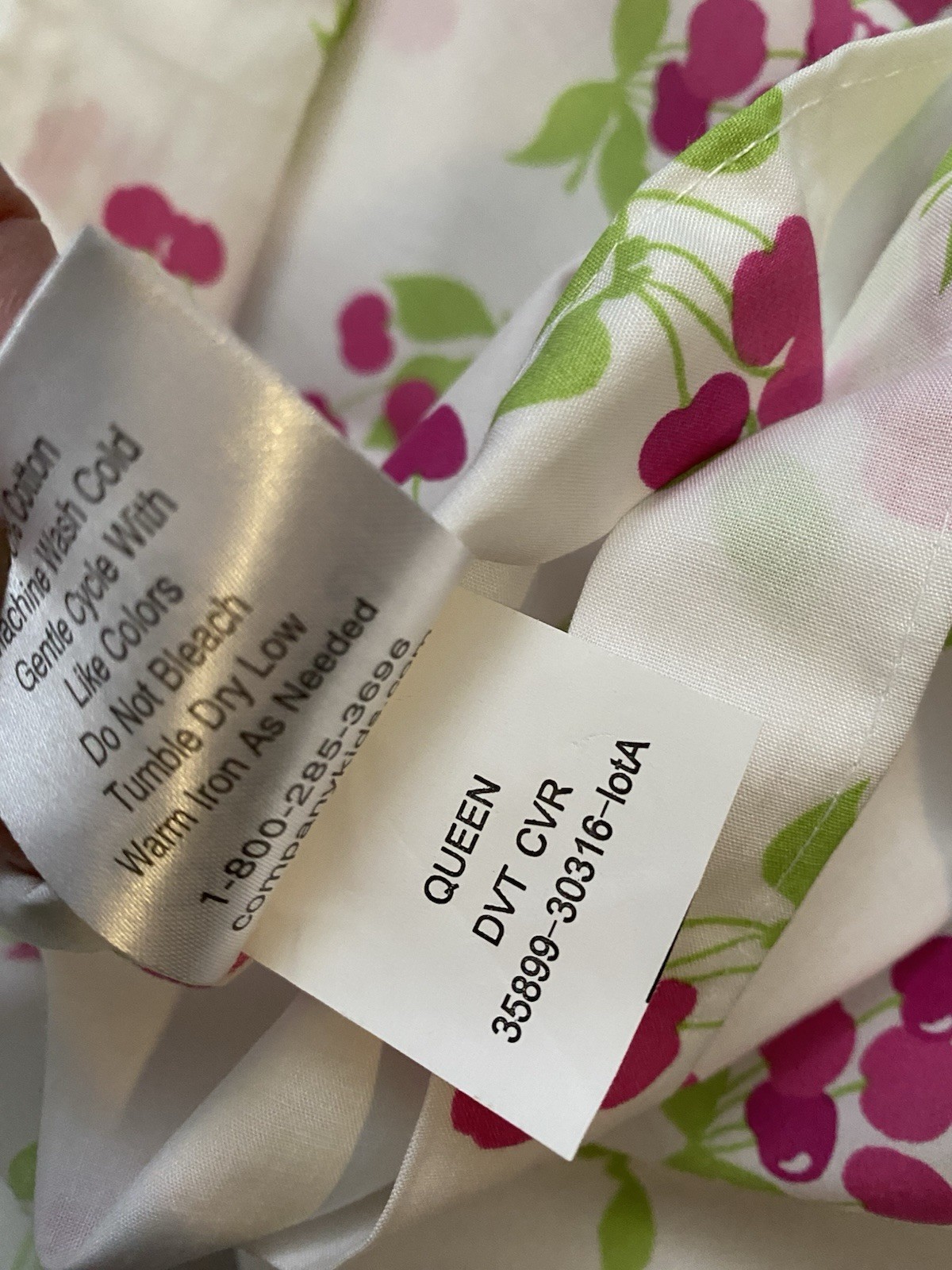 Company Store Kids Cotton Queen Size Duvet Cover Cherries Cherry Print NWOT New