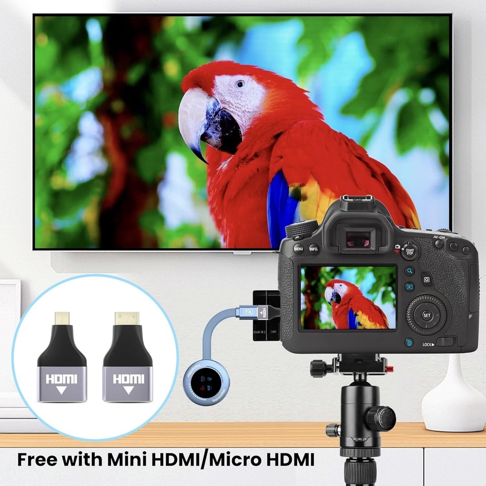 Wireless Hdmi Transmitter and Receiver HD Extender Plug & Play W/ LED Screen
