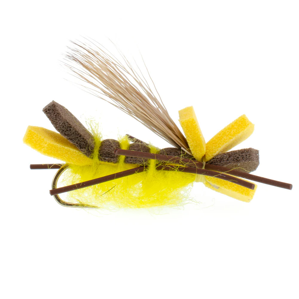 3 Pack Yellow Godzilla Hopper - Grasshopper or Salmonfly Fly Pattern - Size 10