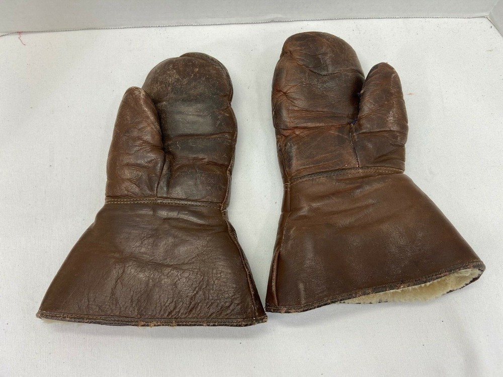 Vintage Military Leather Aviator Gloves