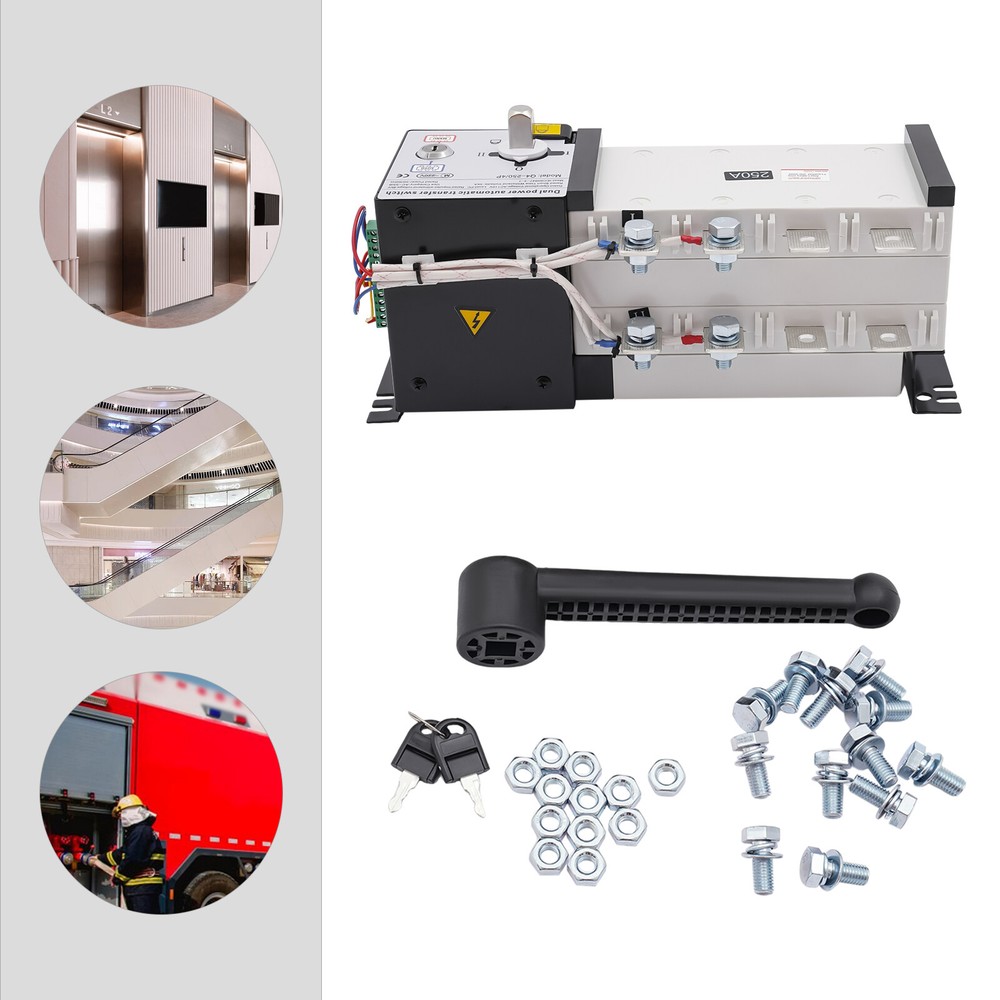 110V Automatic Transfer Switch Dual Power Generator Changeover Switch 4Pole/250A