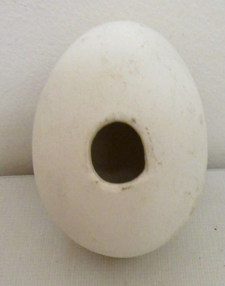 Ceramic White Bisque Unpainted  Plain Easter Egg w/ Hole 2.75"