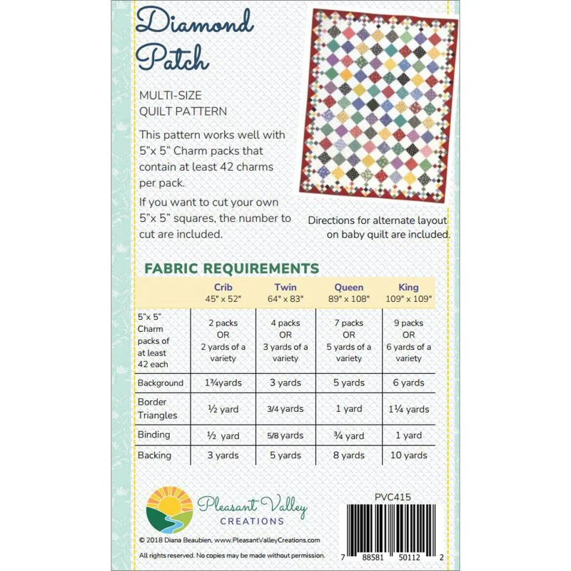 Diamond Patch Quilt Pattern by Diana Beaubien