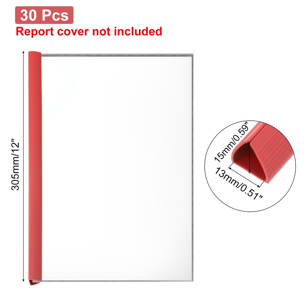 30Pcs 13x15mm Binding Bars, 120 Sheets Capacity, Red