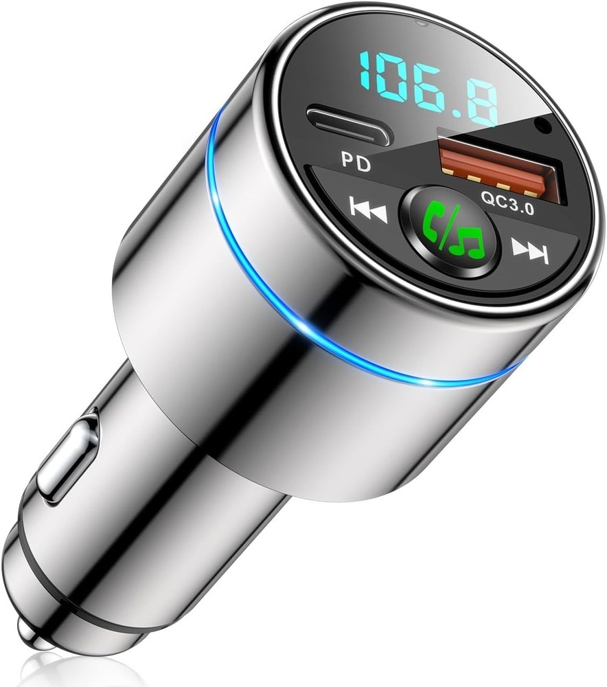 Stylish Car FM Transmitter with Bluetooth 5.3 & Dual USB Fast Charging Ports
