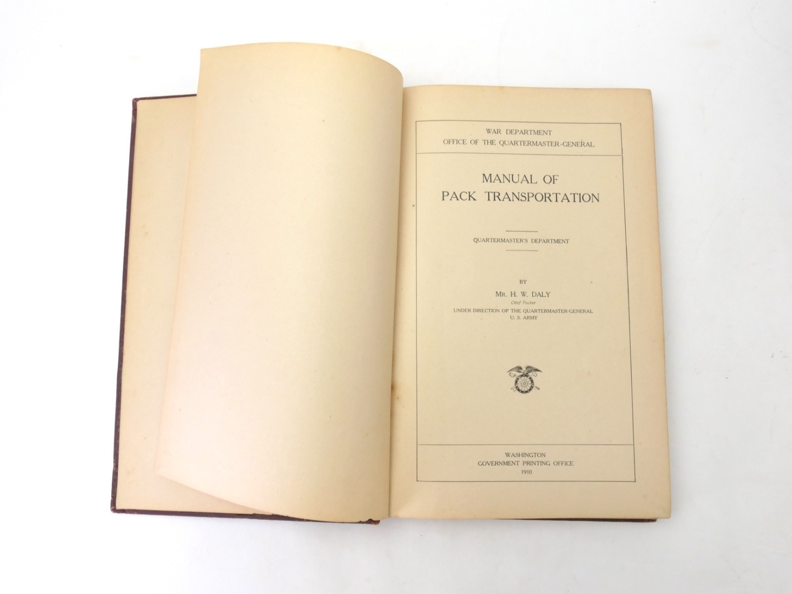 WWI US Army PACK TRANSPORTATION Quartermaster Corps 1910 Daly w/ Illustrations
