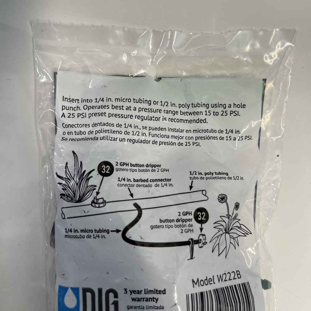 25PCS DIG BUTTON DRIPPER W222-B 2GPH. # 32