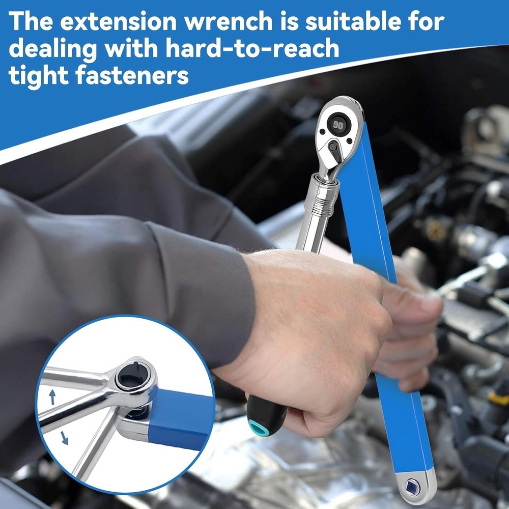 Offset Extension Wrench Set, Impact Ready Socket Wrench Extender Tool with Ve...