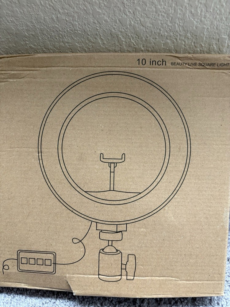 10 Inch Square LED Ring Light White Remote Control Wired Beauty Live
