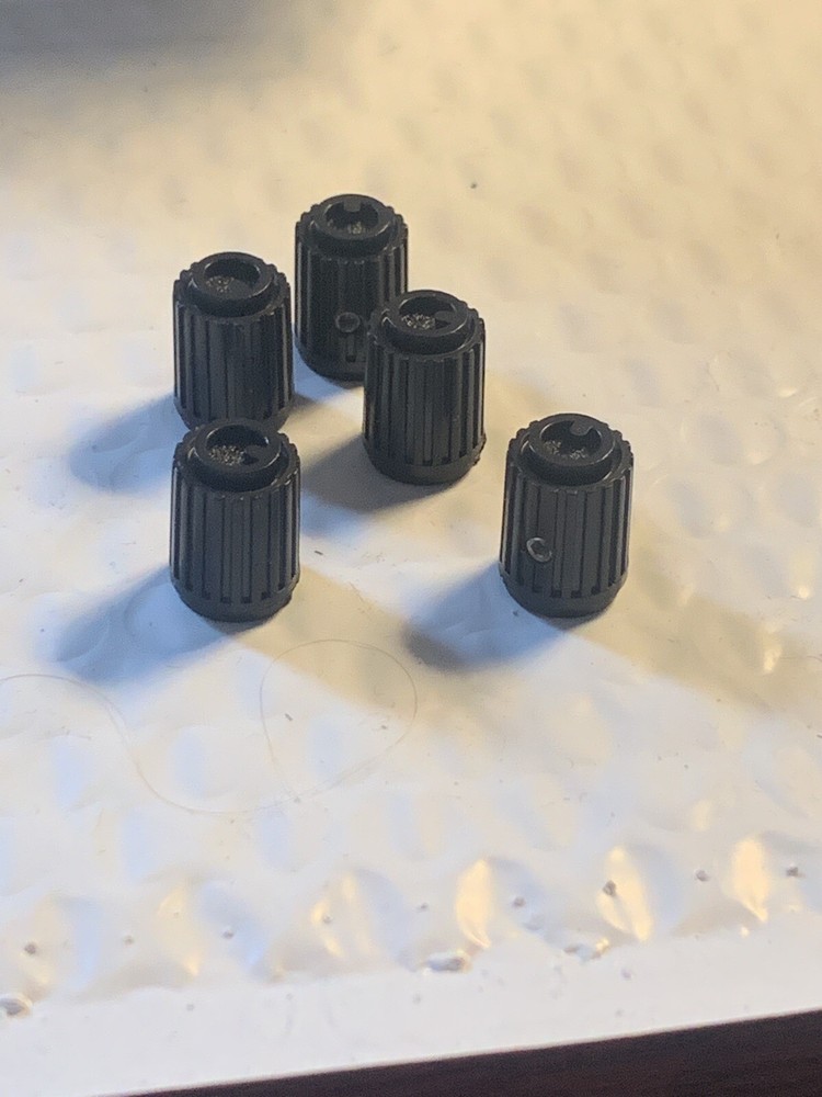 5pc NEW Old Vintage Black 1/2” Ham Radio Guitar Amp Tester Ribbed Pointer Knobs