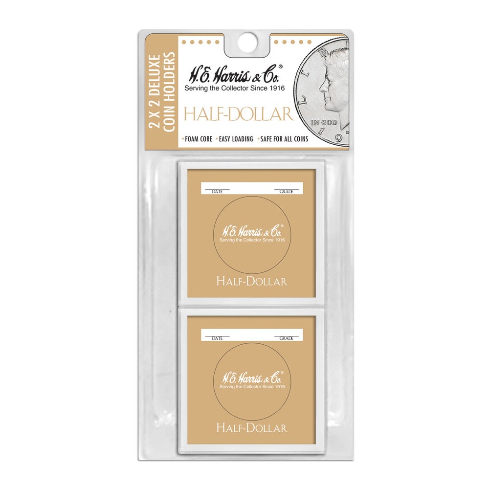 2x2 Plastic Color Coded Half Dollar (50 cent) Coin Holder - 6 count - H.E.Harris