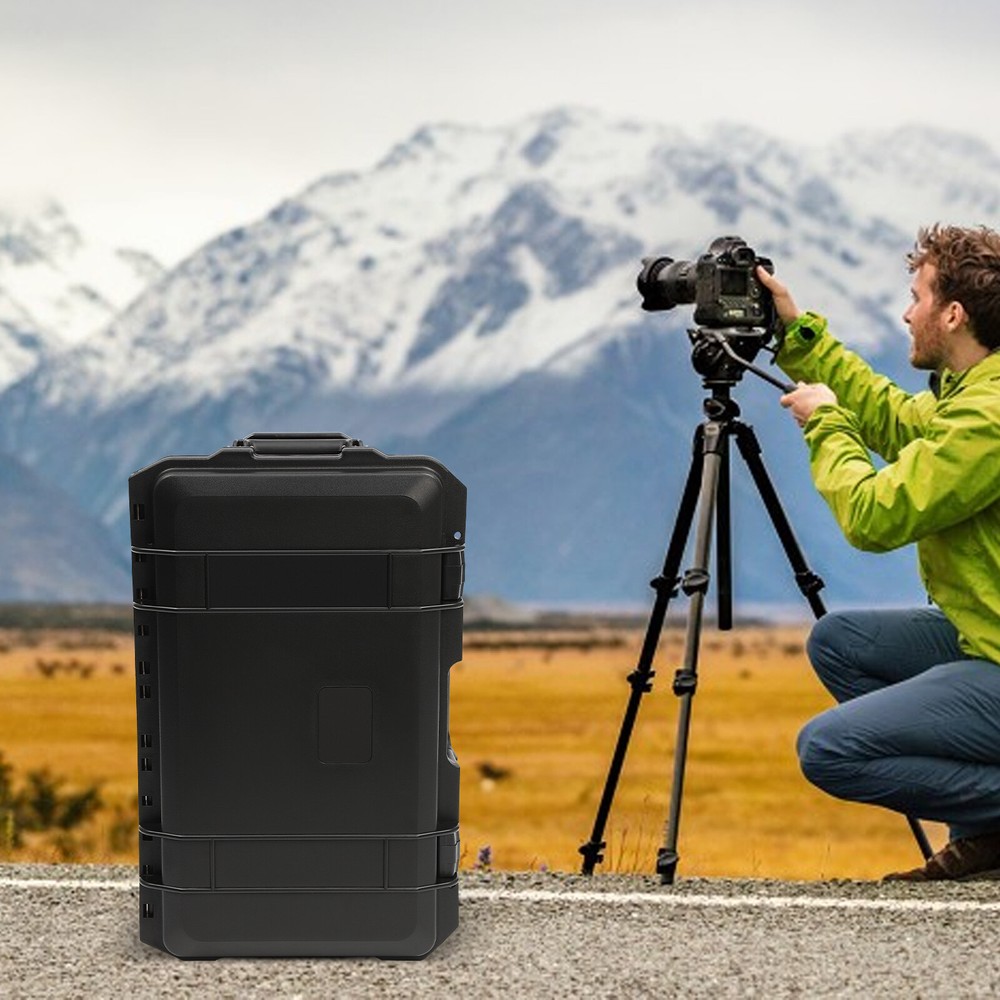 Rolling Transport Hard Case Waterproof Modern Camera Protective Equipment Black