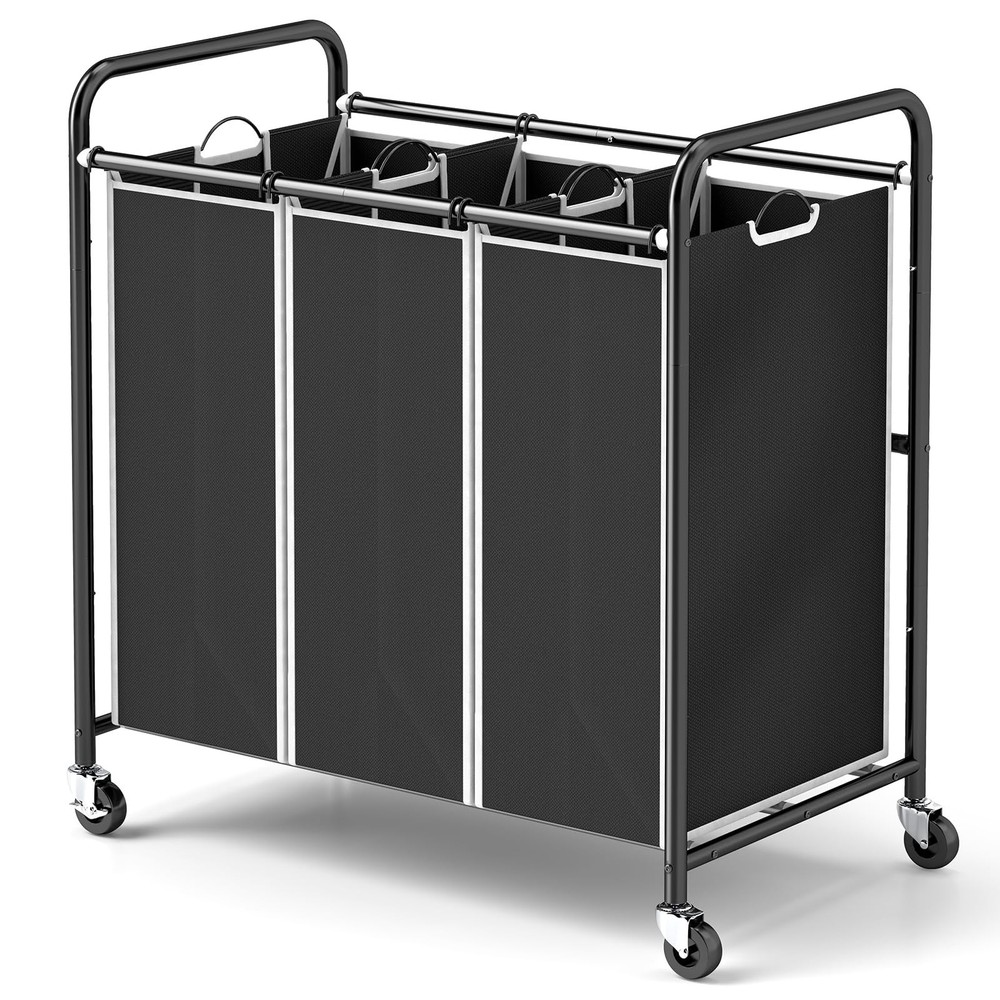 ROMOON 3 Compartment Heavy Duty Laundry Sorter, Hamper with Removable Liners ...