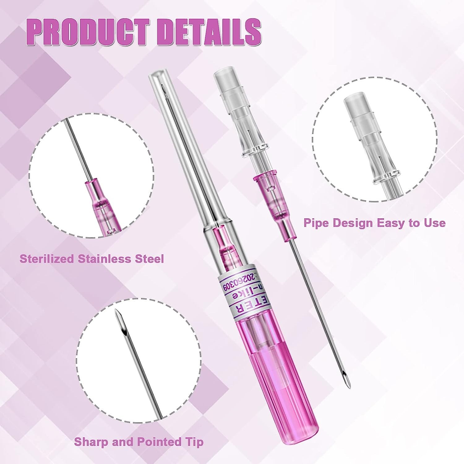 5/10/50 Pro I.V Catheter Body Piercing Needles 14,16,18,20,22G Navel Ear Nose