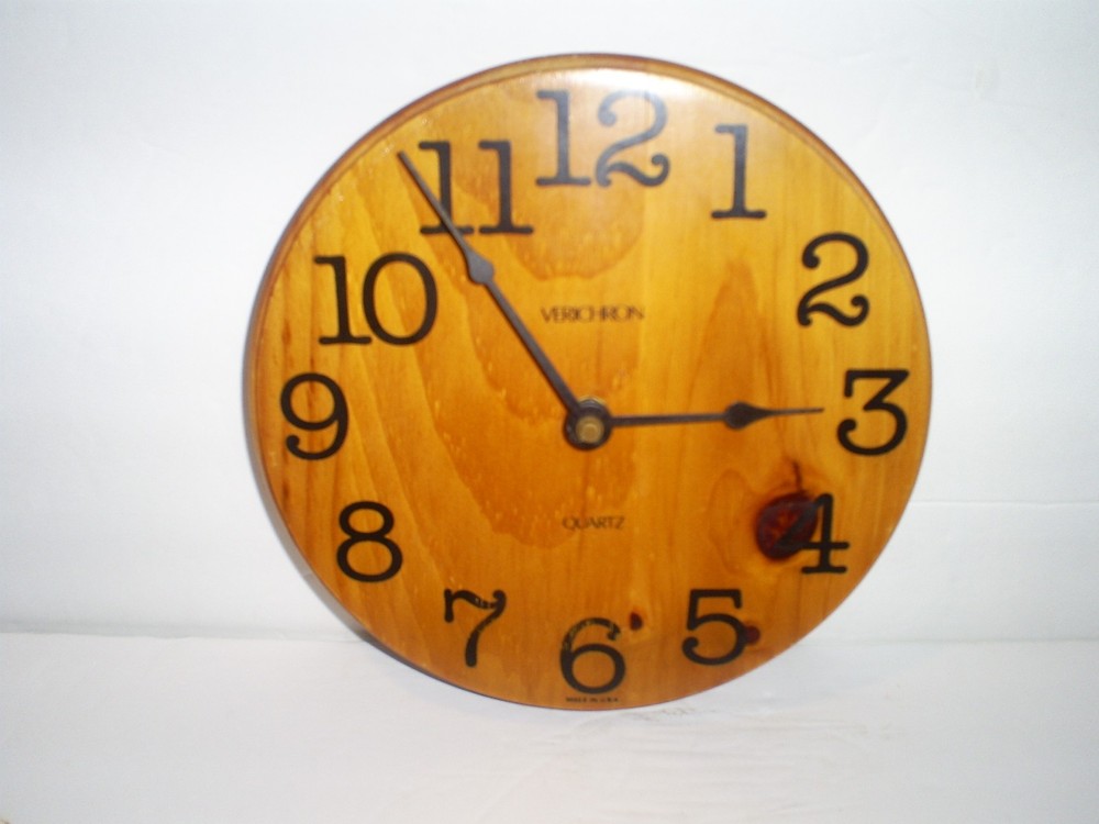 Vintage Verichron 7.5" Solid Wood Wall Clock