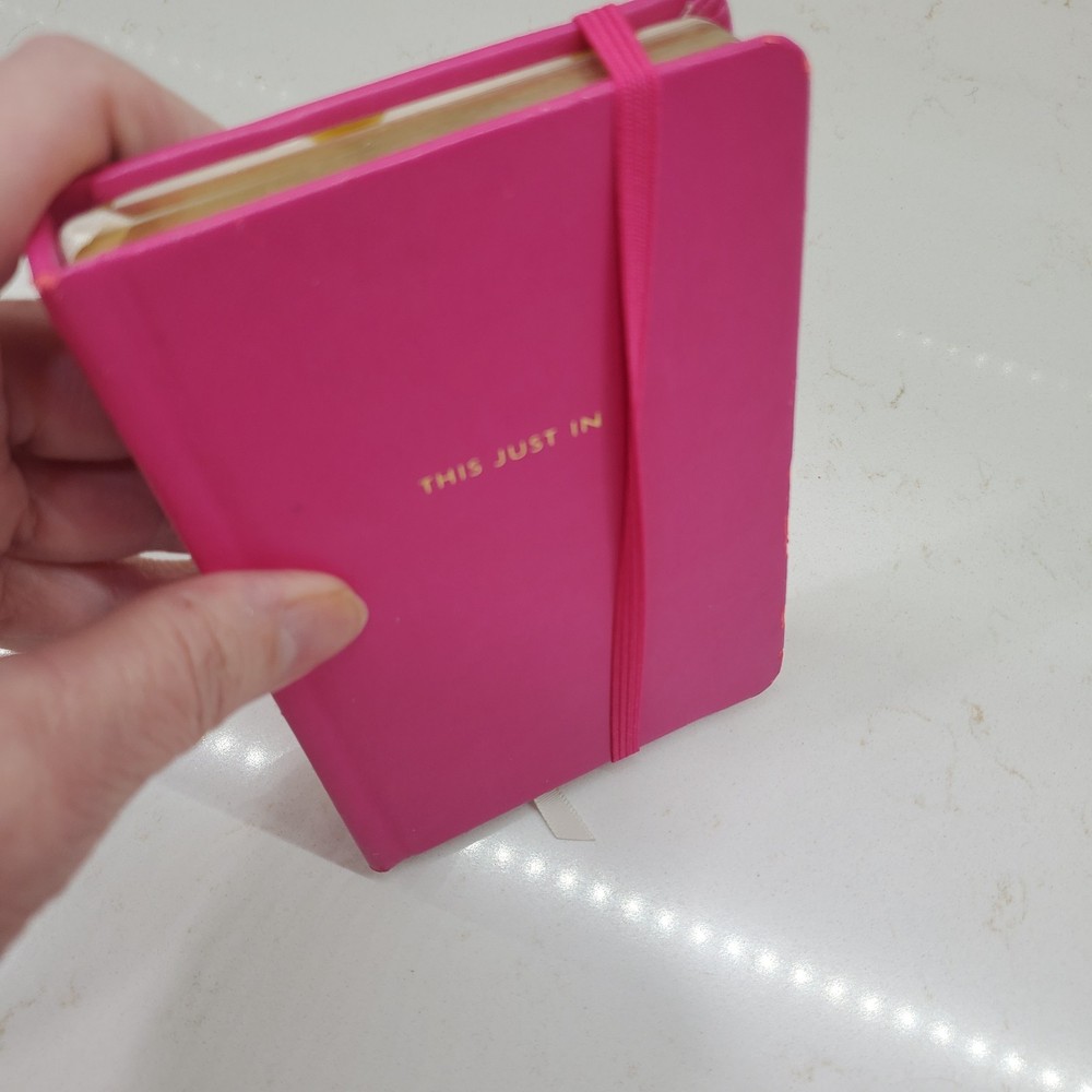 Kate Spade THIS JUST IN Lined Notebook Small Size Gold Edge Elastic Strap Damage