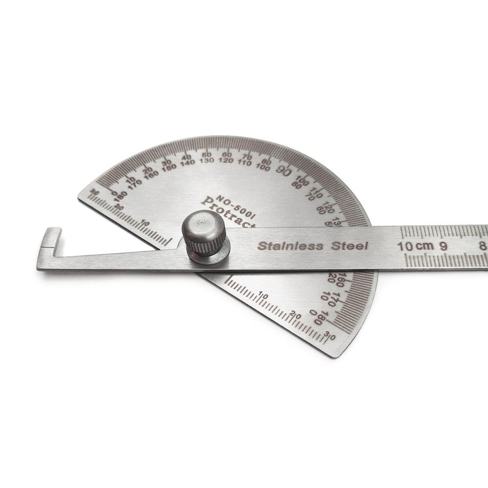 Stainless Steel Angle Protractor 0-180 Degrees 10 cm Woodworking Ruler Tool