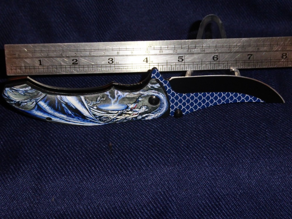 Edge Rite Blue DRAGONSCALE FOLDER FOLDING KNIFE SPRING ASSISTED