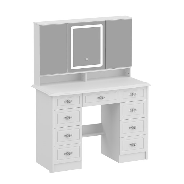 FUFU&GAGA 43.3-in White Makeup Vanity With Led Light