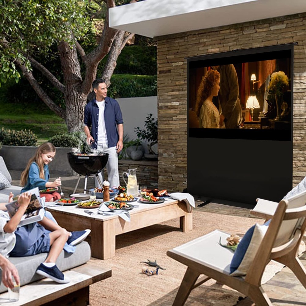 84 Inch Manual Pull up Projector Screen 4:3 4K HD Floor Standing Projector Sc...
