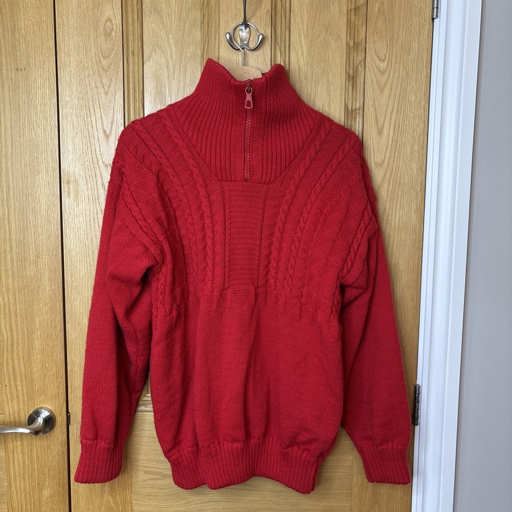 Denbigh Wind Stopper Pullover Mens Medium Blue Popover Golf 100% Wool Jacket