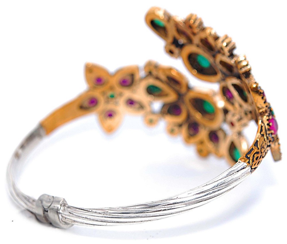 Ottoman Empire Style 8CT Treated Ruby 925 Sterling Silver Bracelet