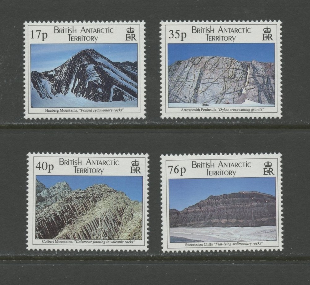 BRITISH ANTARCTIC 231-234, 1995 GEOLOGICAL STRUCTURES, MNH, (BAT6131)
