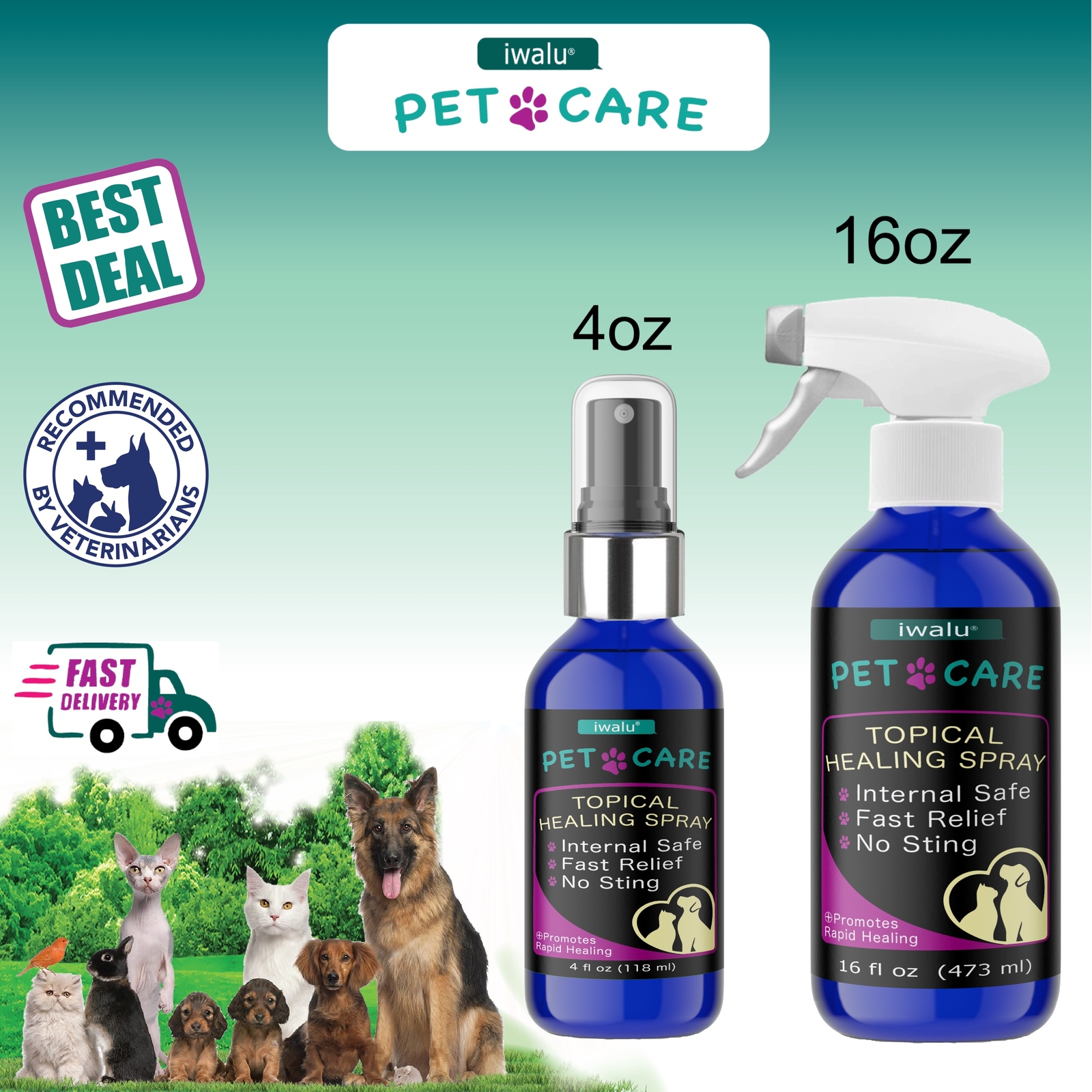 RINGWORM DOG TREATMENT - MEDICATED Heal Soothe Lick Safe, Cats Dogs Love It! USA