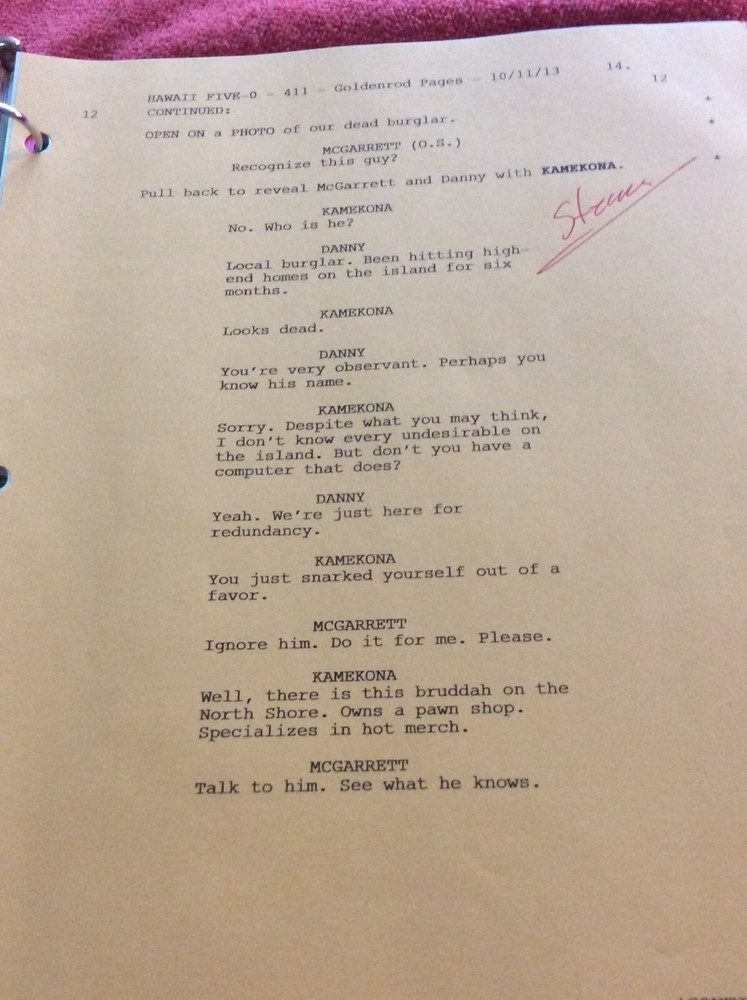 HAWAII FIVE-O ORIGINAL SCRIPT 411 SCHEDULE 2013 PUKANA DANIEL DAE KIM