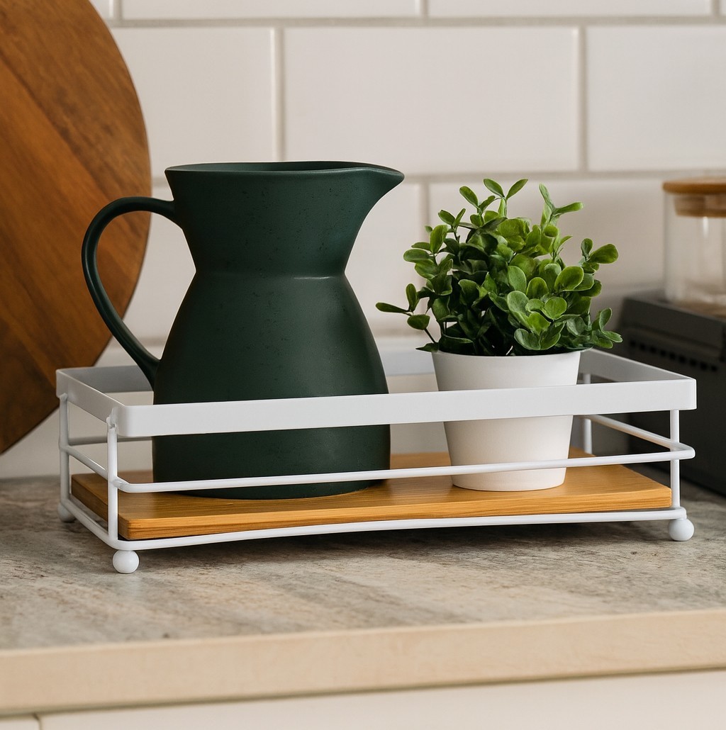 Natural Bamboo Wooden Storage Organizer Tray, Decorative