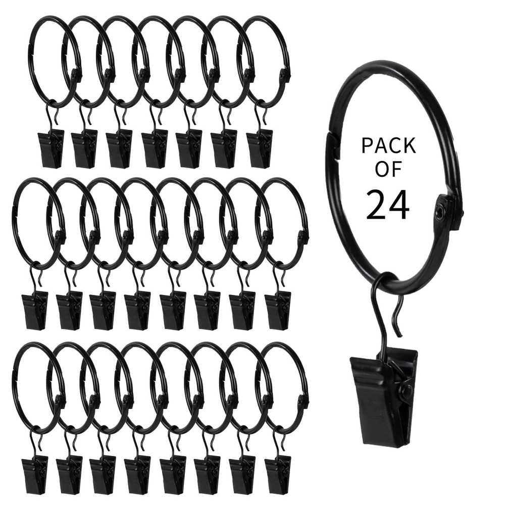 Openable Curtain Rings with Clips,1inch inner diameter,Heavy Duty Rustproof M...