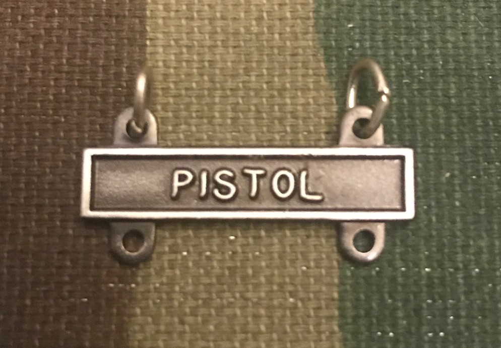 US ARMY PISTOL QUALIFICATION BAR; OXIDIZED SILVER FINISH