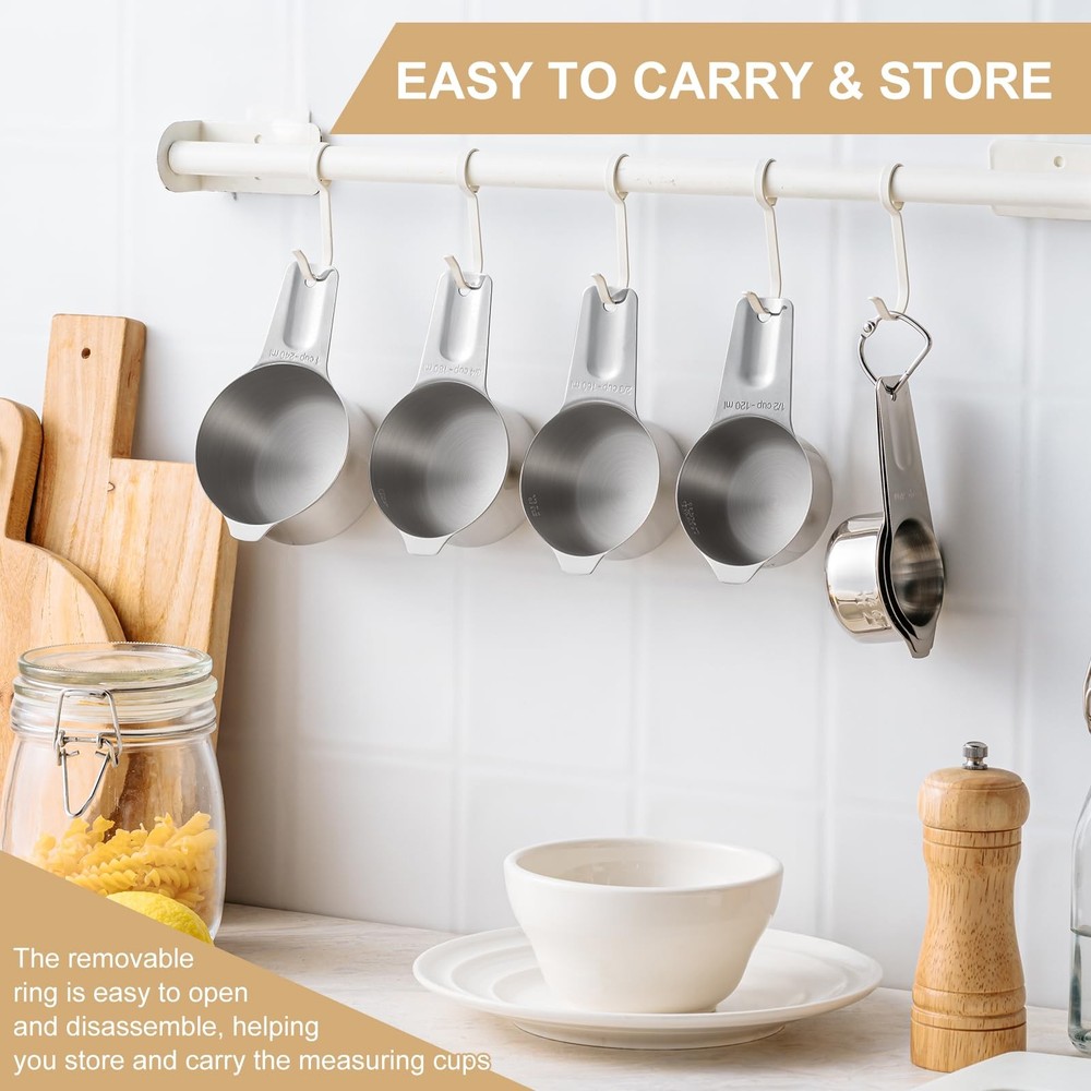 Stainless Steel Measuring Cups & Spoons Set, Kitchen Tools Nesting Measuring ...