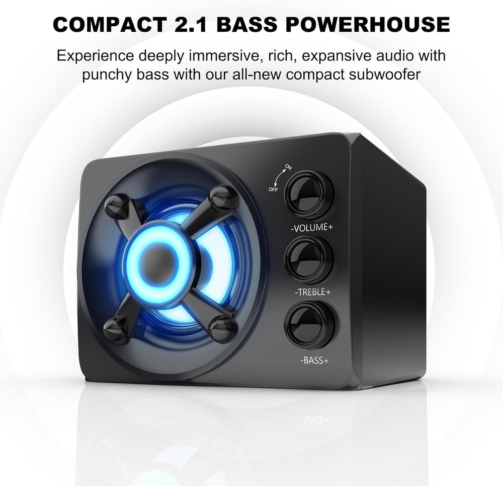 Wired Computer Speakers USB Powered Surround Sound System for Desktops & Laptops