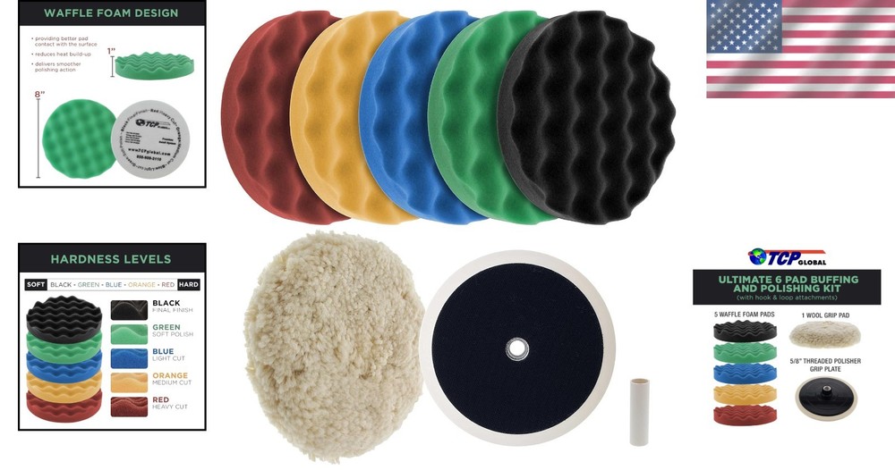 Professional 6 Pad Buffing Kit for Car Detailing