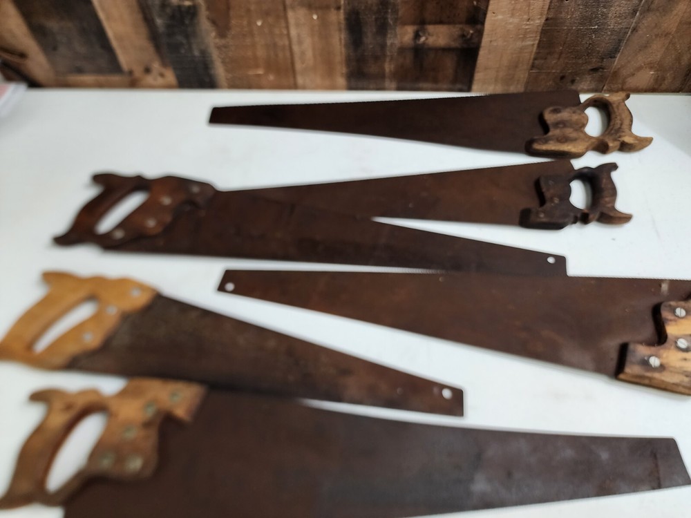 6 0LD CARPENTER'S HAND SAWS Disston And More