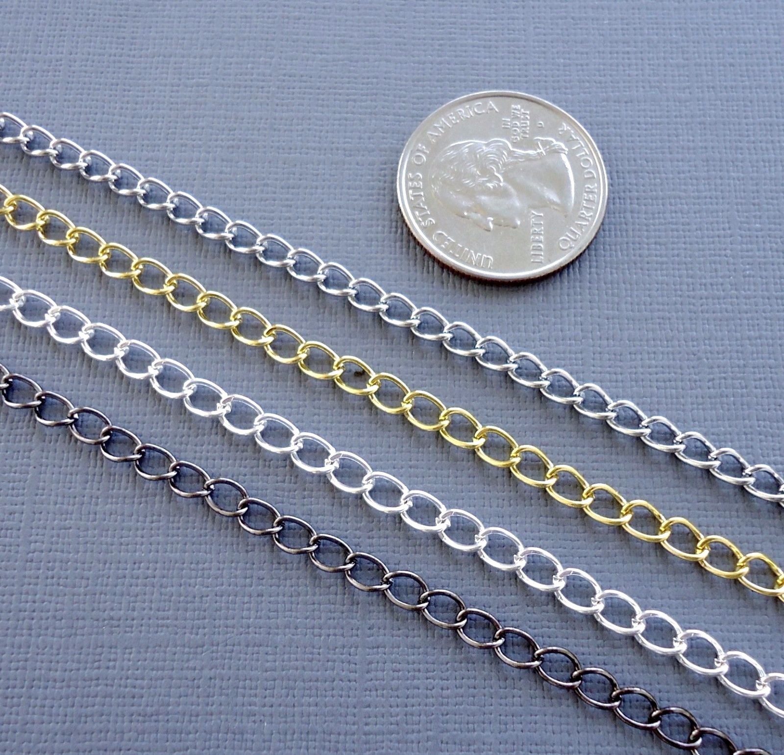6ft Gold/silver/black Curb Cable Chains Link opened Findings Jewelry making DIY