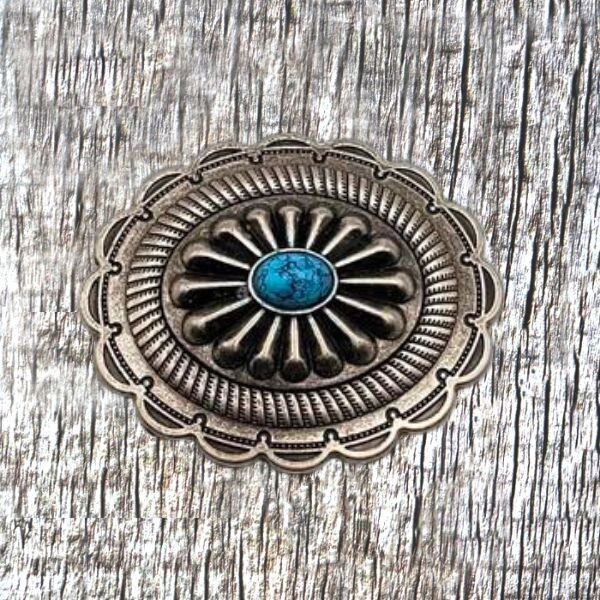 Southwest Oval Conchos Turquoise Antique Nickel Concho CON410-AN