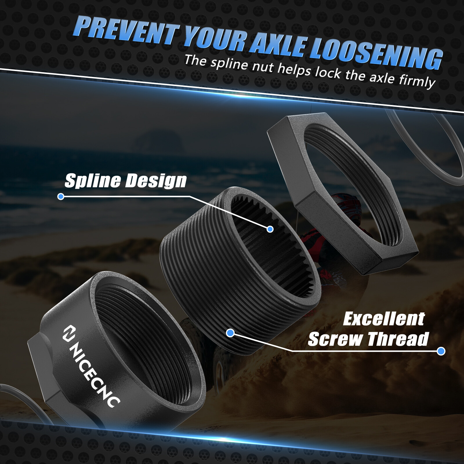 For Honda Sportrax TRX400EX TRX300EX Rear Axle Lock Nut Assembly 1999 2000-2008