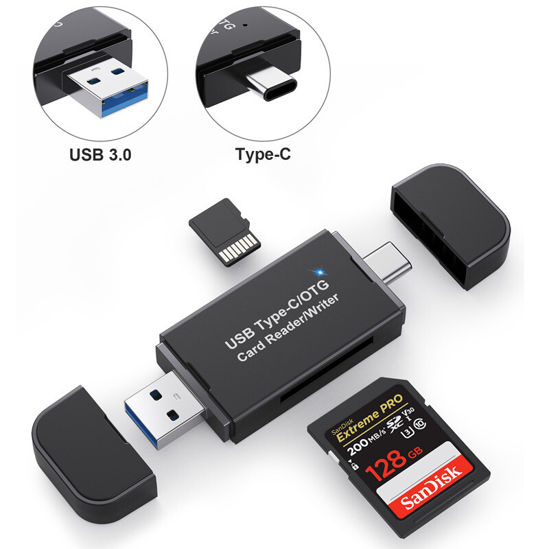 Card Reader USB 2.0 Type C Micro SD TF OTG Smart Memory Adapter Laptop ComputerC