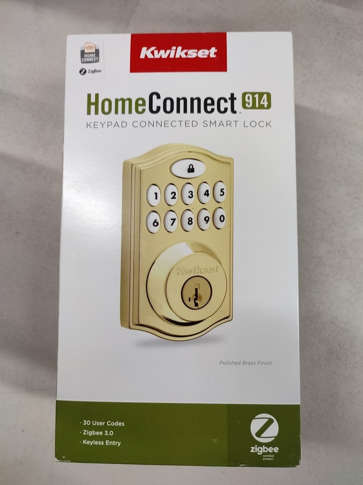 Kwikset 914 Keypad SmartCode Deadbolt Smart Lock ZigBee 3.0 in Polished Brass