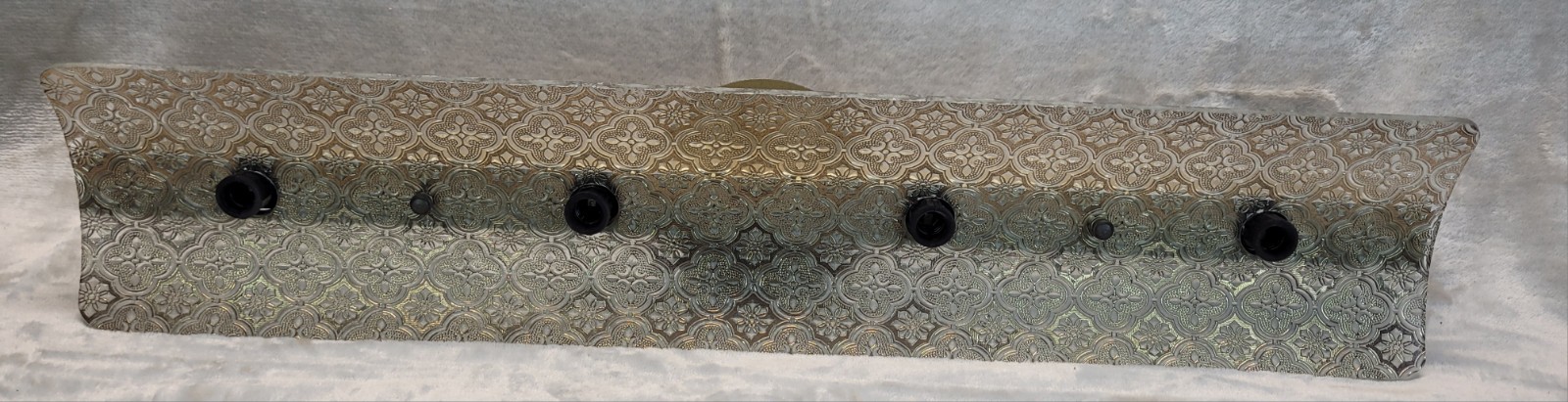 Vtg Bathroom Vanity U Bar 4-Light Fixture Glass Gold Overlay Quatrefoil Curved