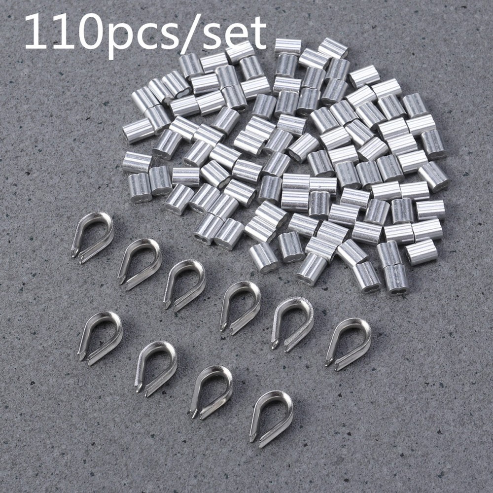 50 Pcs Fitting Collar Cable Crimping Sleeve Wire Rope Aluminum Clip