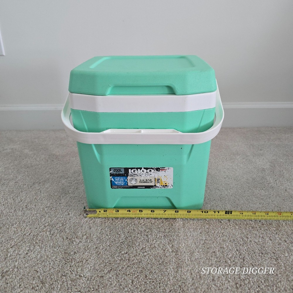 Igloo Cool 12 Quart Mint White Cooler Box, Easy Carry Handle, 18 Cans Capacity