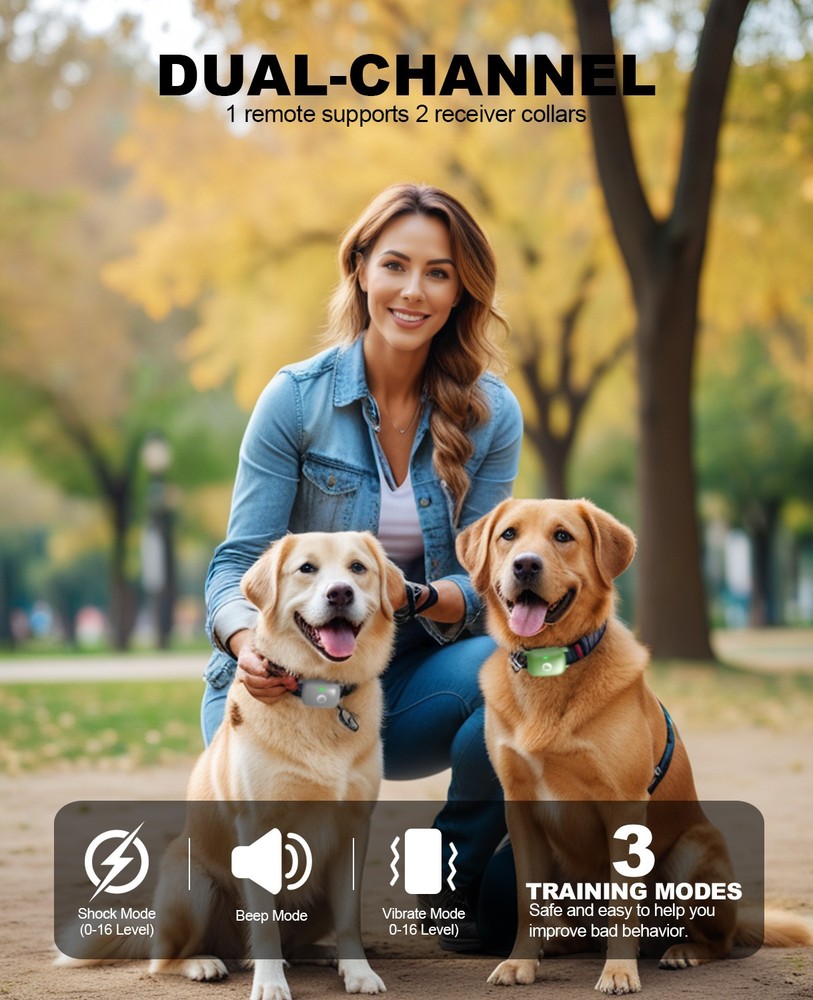 Grey Dogs Training Collar E-Collar Remote Adjustable Bark Shock Dog Pet Trainer